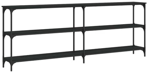 vidaXL Table Console, Table d'Appoint avec Pieds, Bout de Canapé avec Rangement, Meuble d'Entrée Salon Couloir, Industriel, Noir Bois d'Ingénierie