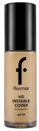 Flormar HD Invisible Cover Foundation 80 Soft Beige – fondotinta liquido leggero, finish naturale luminoso, copertura modulabile, SPF30, lunga durata no transfer, per tutti i tipi di pelle