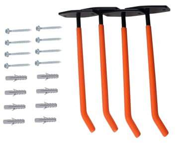 AOMIKITSTU Autoreifen Wandhalter 4 Stück, Schwarz und Orange Wandhaken Wandhalterung Haken, Reifenhalter Wandhalterung mit Schrauben und Dehnungsrohre