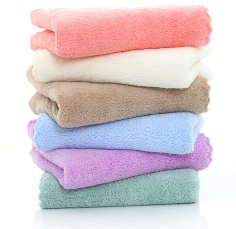 Paquete de 6 paños de franela para la cara, franela facial de 10 x 10 pulgadas, suave y cómoda al tacto, trapo para eructos para un bebé, trapo de lavado, toalla de mano para cocina y paño de limpieza