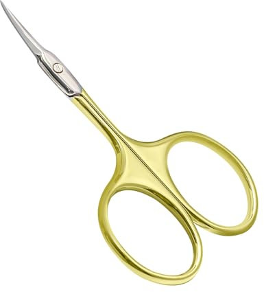 CGBE Tijeras Cuticulas, Tijeras para Cuticulas Profesionales de Acero inoxidable Curva Punta Fina Extra Afiladas Para Cutículas, Piel Muerta, Oro