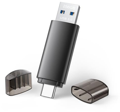 JOIOT 256GB Memory Stick Dual-Interface USB-A and Type-C 3.0 Flash Drive USB C Stick Thumb Drive for Smartphone Tablet Computer Mac iPhone 15, Black