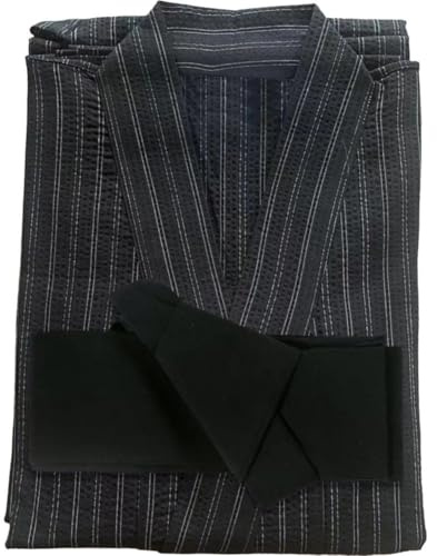 Stakee 1 Juego De Yukata Tradicional Japonesa para Hombre, Kimono Largo Y Holgado con Cinturón para Hogar, Sauna, Cosplay.