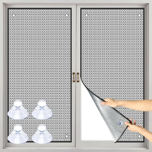 Protector solar para ventanas interiores, protector solar para ventanas de cristal, 7 mm, doble lámina aislante de burbujas de aluminio, protección UV, con ventosa para ventanas exteriores e
