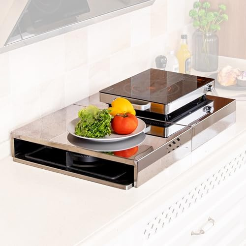 Cubre Encimera Gas Inoxidable, Protector Cocina Gas Multifuncional, Cubre Encimera Para Ampliar el Espacio de La Cocina, Robusta, Duradera y Fácil de Limpiar(35x48x7cm/14x19x2.7in)