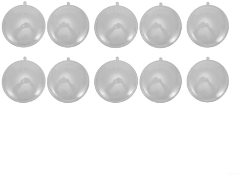 10 Pezzi Palla Piatta Trasparente di Natale, Palline di Plastica DIY per Albero di Natale, Decorazione per Festività per Casa o Centro Commerciale (9 cm)