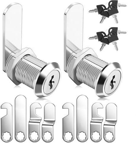 2 Kits Serrure Boite Aux Lettres 16mm, avec 5 Plaques de Serrure Différentes et 4 Clés, Sécurité de Came D'armoire Casier pour Boîte Aux Lettres, Outils, Classeur