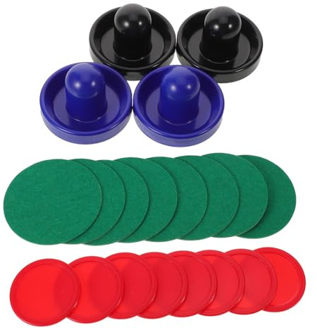 BUGUUYO 2 Set Accessori Air Hockey Tavolo con Pushers Plastica Resistenti e Panni Sostitutivi per Gioco Indoor Ricreazione Casalinga