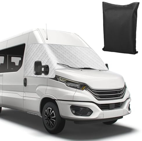 Copertura per Parabrezza Auto compatibile con Iveco Daily 2014-2025, 600D Lusso Parasole per Finestrino Anteriore, 100% Oscurante, Blocca i Raggi UV, Resistente Alle Intemperie