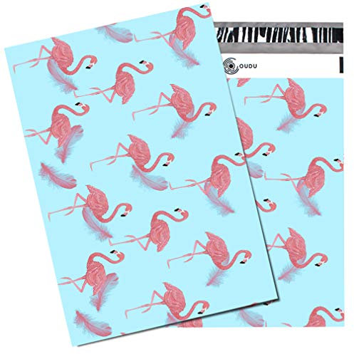 Wanxida 100St Folienversandtaschen Plastikversandbeutel Versandbeutel Warenbeutel Versandtasche, undurchsichtig, 25cm x 35cm (Blau Flamingo)