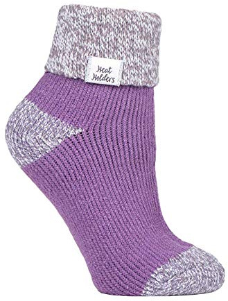 HEAT HOLDERS Ladies Thermal Warm Lounge Bed Socks UK 4-8, EUR 37-42 See Listing - Great Gift ! (HH202 Lilac Rib Turn Over)