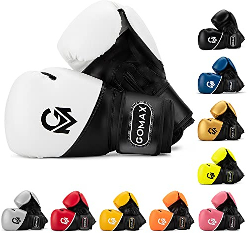 GoMax Leather Boxing Gloves 6,8,10,12,14,16 oz Boxing Gloves for Training Punching bag Sparring, Punching Boxing Bag Gloves Mitts Muay Thai Kickboxing MMA Martial Arts Workout Gloves