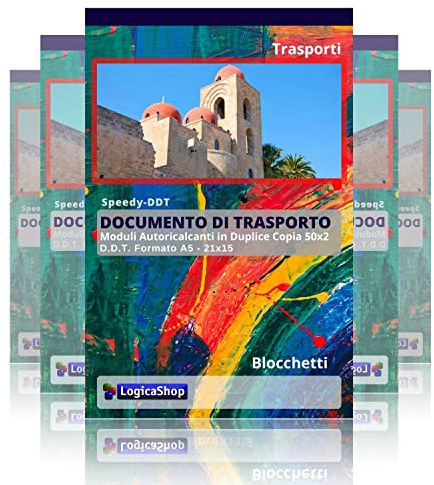 LogicaShop Documento di Trasporto in Duplice Copia Autoricalcante 50x2, DDT Formato A5 21x15 cm (02)