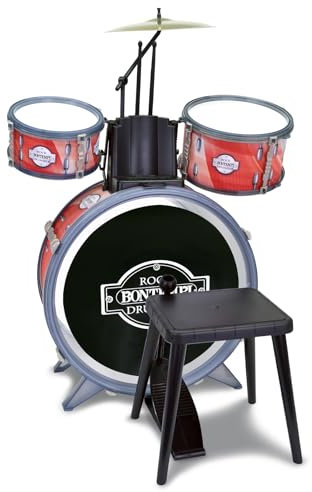 Bontempi | beatmaster : Batterie pour Petits avec Sons Réalistes et Beaucoup de Plaisir, Rouge et Noir, 500x500x680 mm