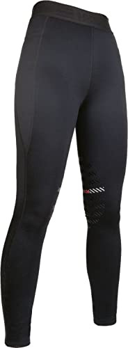 HKM Sports Rodillera Sintét Leggings de Montar, Negro, 128 para Niñas