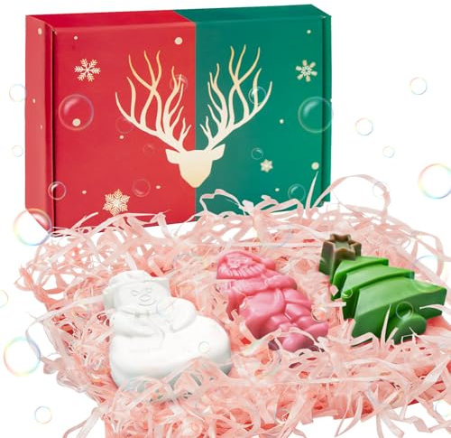 Allony Weihnachtsseife, Kernseife Natur, Weihnachtsgeschenkset-Duschseife Damen, Handgemachte Seife mit Weihnachtsgeschenkduft (A)