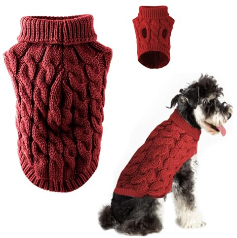 Norhogo Winter Pet Clothing Dog Sweater Jumper Clothing, Dog Sweater Vest Pet Soft Comfortable Turtleneck Knitted Puppy Clothes, for Small Medium Large Dog Puppy Cat (M, Red)