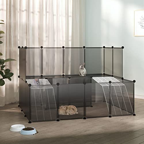 AUVYI Kleintierkäfig Schwarz 143x107x93 cm Haustierkäfig Hamsterkäfig Rennmaus Käfig Freilaufgehege Innen Zwergkaninchen Haus PP (Polypropylen), Stahl