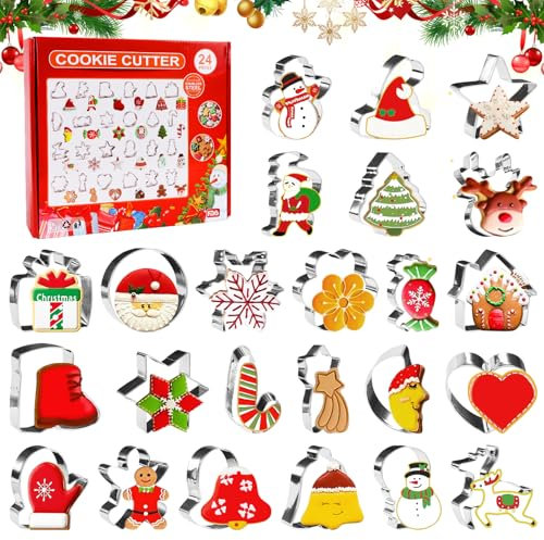 Ausstecher Weihnachten, 24 Stück Plätzchen Ausstecher Weihnachten, Keksausstecher Weihnachten, Weihnachtsausstecher Kinder Plätzchenausstecher Christmas Cookie Cutter Für DIY Deko