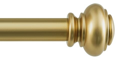 BellaHills Aste per Tende per Finestre da 25mm Asta Singola con Finiali Classici da 76 a 150 cm, Asta Regolabile con Staffe e Set di Montaggio per Soggiorno e Porta, Oro