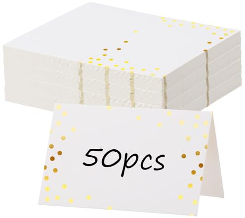 Lot de 50 marque-places pour table - 11,2 x 9,9 cm - Cartes de nom pour table de buffet, numéros de table de mariage, banquets, menus d'événements et cartes alimentaires pour dîner (doré)