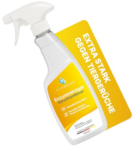 KLARBERG 500ml Enzymreiniger Spray - Hundeurin & Katzenurin Geruchsentferner extrem stark Geruchsneutralisierer für Sofa/Teppich etc. - Tiergeruch neutralisieren statt überdecken - Made in Germany