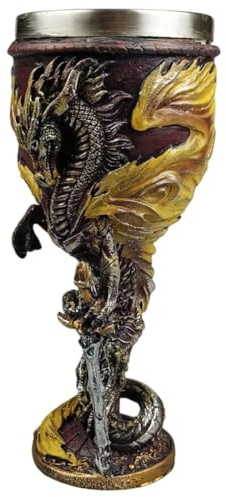 Vobumix Adorno De Copa Medieval con Forma De Dragón, Copa De Vino De Estilo Gótico, Cáliz para Decoración De Fiestas Temáticas De Halloween Y Accesorios De Boda.
