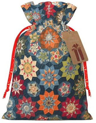 Bolsas de regalo de Navidad con estampado de flores bohemias con cordón, saco festivo de Navidad, fiesta de cumpleaños, embalaje de regalo