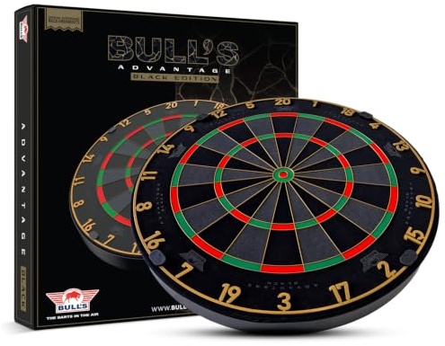 Bull's Advantage Black Dartboard - Official Tournament Steel Dart Board, Black Sisal Professional Dartboard, Ultra Durable