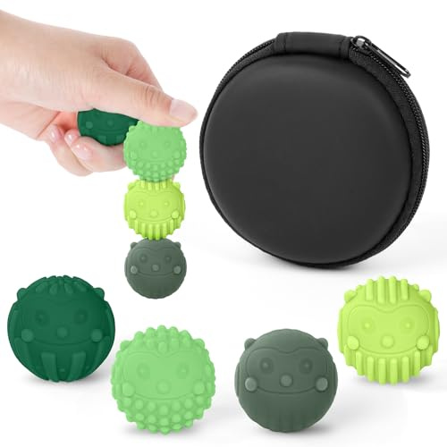 Ainiv 4 Piezas Silicona Bolas Magnéticas Anti-Estrés, Pelota Antiestres con Texturas Divertidas para Adultos, Bolitas Magneticas Juguetes sensoriales para Aliviar La Ansiedad-Verde Animal