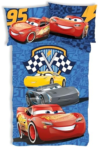 Disney bilar Följ stjärnorna babysängkläder | junior påslakan 100 x 135 cm med örngott 40 x 60 cm, 100 % bomull | McQueen Flash sängkläder för småbarn