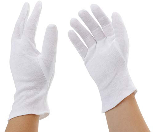 Incutex 1 Paar Baumwollhandschuhe Handschuhe Baumwolle Trikot Handschuhe cotton gloves feuchtigkeitsspendende Handschuhe, Größe M, weiß