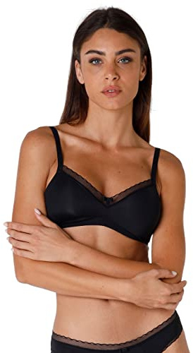 Lovable Reggiseno Senza Ferretto, Coppe Non Imbottite Senza Cuciture in Microfibra, Sostegno, Forma Seno Naturale, Art. 027O, My Daily Comfort Donna, Nero, 38 / 5C
