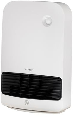 Iris Ohyama, Riscaldatore compatto/Radiatore mobile in ceramica, Portata 90cm, 1500W, Rilevatore di movimento per il risparmio, Timer, Bagno, soggiorno - Ceramic Fan Heater JCH-15TD4 - Bianco