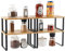 Nandae Organizer Küchenschrank 4er-Set, Schrank Küchenregal, Küchen Organizer aus Metall und Bambus, Erweiterbar und Stapelbar Schrank-Organizer Gewürzregale,kleiderschrank Organizer
