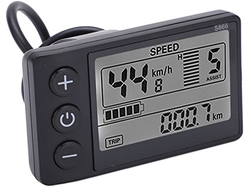 Annadue S866 Electric Bicycle LCD Display Meter, 24V 36V 48V Waterproof Bike Display Meter Control Panel, Wireless Bicycle Speedometer Odometer, GPS Bike Computer