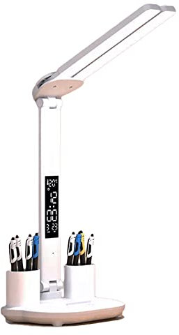 Schreibtischlampe LED Dimmbare Schreibtischlampe mit 3 Farbtemperaturen Multifunktions-LCD-Display Nachttischlampe Kein Flimmern Augenschutz Leselicht Geeignet für Büro, Schlafzimmer und Kinderzimmer