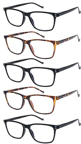 ZONLON 5 Pack Stylish Reading Glasses for Men Women Blue Light Blocking Lightweight Computer Readers with Spring Hinges (5 multicolor, 1.25, multiplier_x)