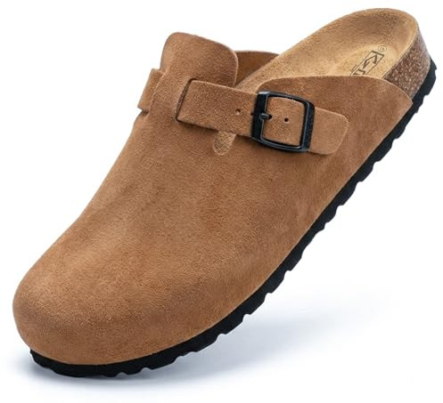 GONKOS®, läderskor med innersula i kork, äkta läder, naturkork, justerbart spänne vid foten, sandaler för herr/dam, kvalitetssandaler, Tillverkad i Spanien