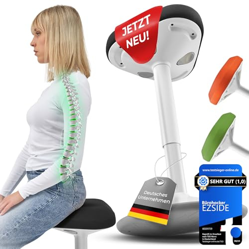 EZSIDE Asiento inteligente: taburete de oficina [calidad premium] Taburete ergonómico con efecto oscilante | Taburete ergonómico regulable en altura | Taburete de pie [antideslizante] Taburete
