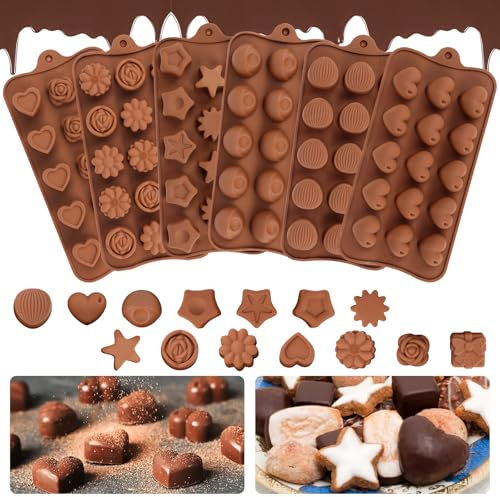 Silikon Schokoladenformen,6 Stück Pralinenform Silikon 3D Schokolade Silikonform,Schokoladen Silikonform Antihaft Pralinenform Silikon Backform für Backen Schokolade Süßigkeiten