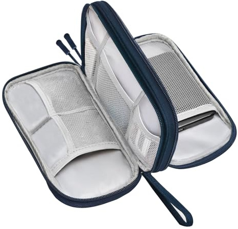 Mokhike Kabelväska, elektronisk kabelhållare researrangör, väska tillbehör, universell bärbar kabelorganisatör för USB, SD-kort, laddare, hårddisk (blå), Blå, 19,5x11x5,5 cm, stil