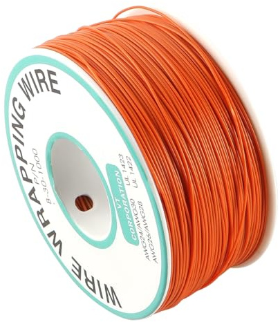 FONGKNOX Filo avvolgente arancione, filo di rame singolo, diametro 0,25 mm, filo di collegamento PCB, 2,5 metri, 30 AWG, filo avvolgente