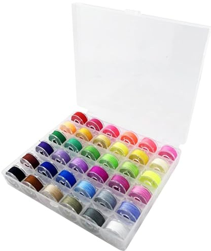 36 Pcs Sewing Machine Bobbin Threads with Bobbin Case – Compatible with Brother, Singer, Babylock, Janome, and Elna Embroidery Machines