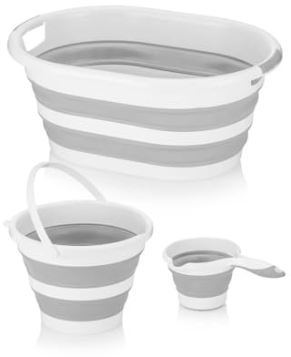 IDOBY Lot de 3 paniers de rangement pliables en plastique - Conteneurs de rangement pliables - Tubes de lavage portables - Hamper/panier économisant de l'espace (supergrum)