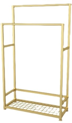 Toalla de baño Independiente Rail de Hierro Freestanding Rack de 2 Niveles con Estante de Almacenamiento Soporte nórdico para la Sala de Estar de Dormitorio (Color: Oro, tamaño 70 * 23 100cm) XXZ