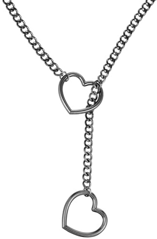 JJUNW 1 st hjärta slip kedja choker, halsband med hjärta O-ring justerbar slip-kedja kvinnor punk halsband hjärta justerbart Y-halsband för kvinnor och män