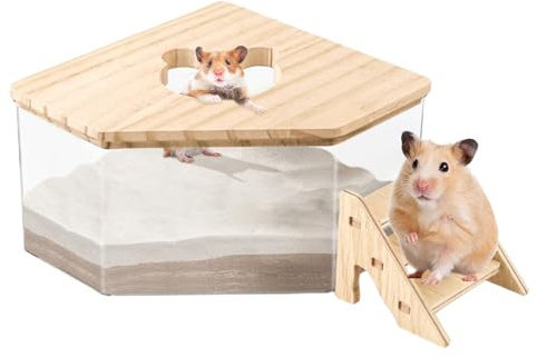 Genérico Contenedor De para Jaula De Hámster - De Pequeña Transparente | Accesorio De Baño para Mascotas | Baño con Jaula para Jerbos Y Roedores, Herramienta para Hámster Interior para Sala De