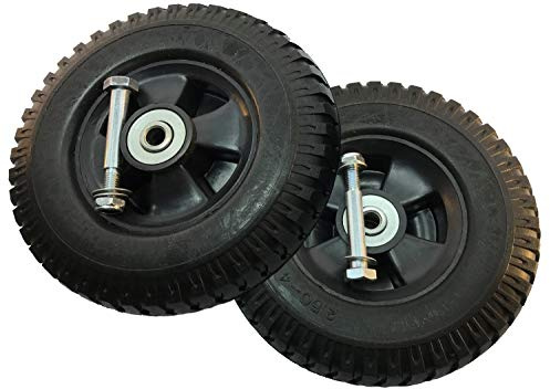 Set 2 Ruote Carrello Barca in Gomma ANTIPANNE con 2 mozzi in acciaio. 2.50-4, ASSE 12 mm, Max.150 kg, 210x60 mm, Nero