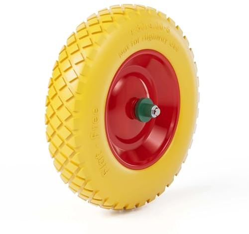 Wiltec Punkteringsfritt hjul 4.8/4.00-8 90 x 390 mm 160 kg, skottkärrehjul i polyuretan PU punkteringssäkert däck för skottkärra, transportkärra, magasinkärra
